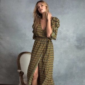 Happy X Nature Geometric Boho Maxi Bella Recycled Wrap Dress Womens Medium